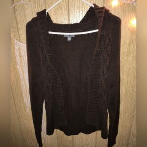 🇺🇸BOGO🆓-Apt. 9 Chocolate Brown Button Long Sleeve Hooded Sweater